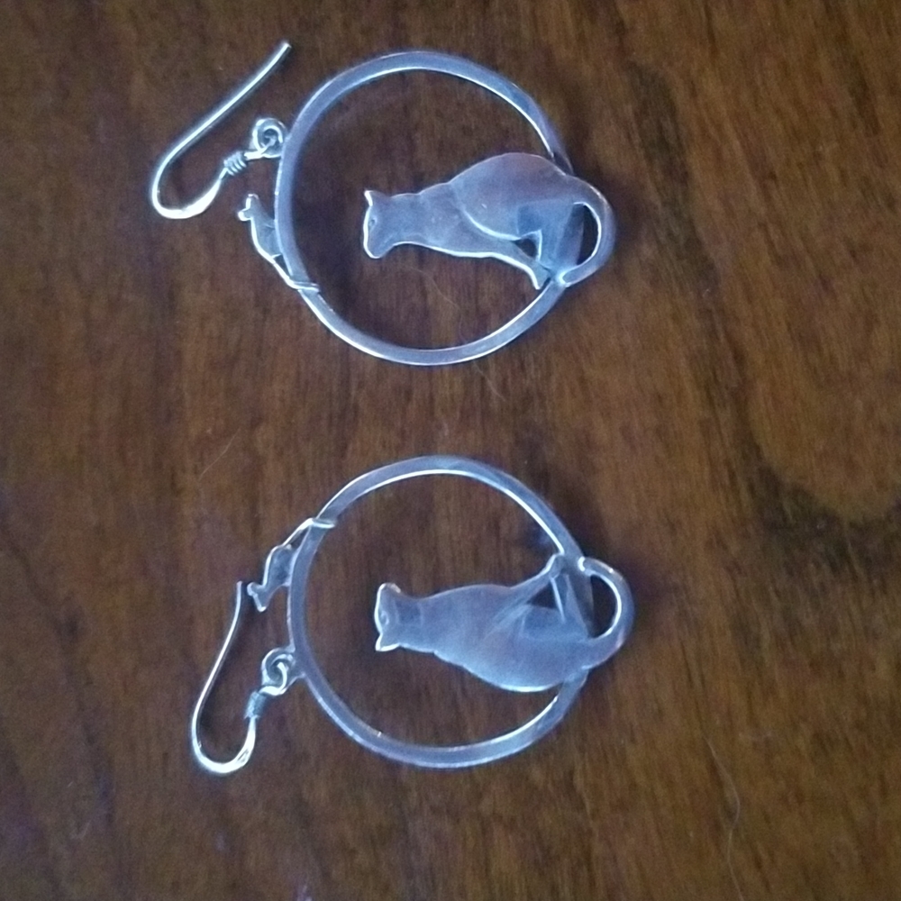 Cute cat and mouse earrings